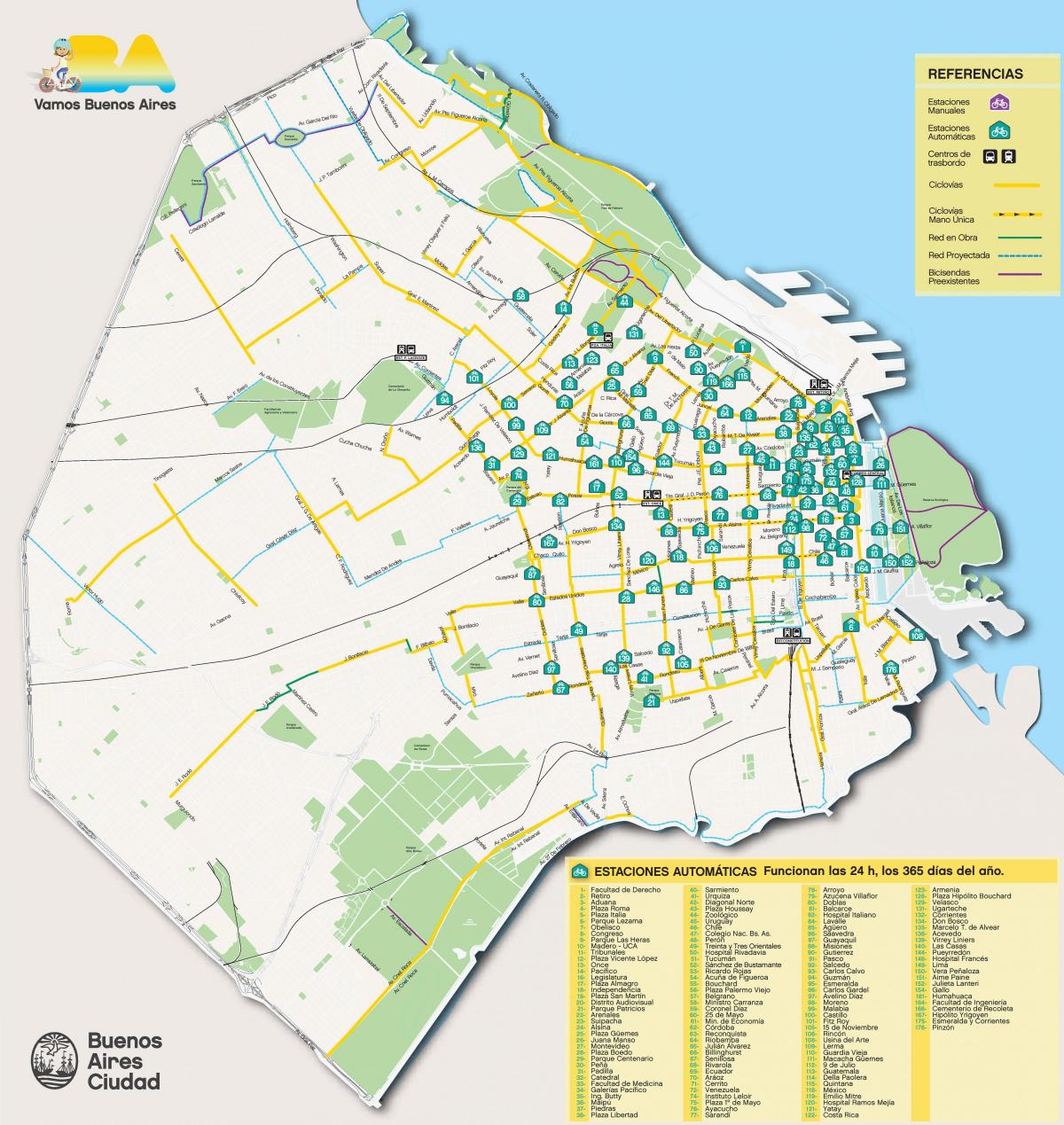ブエノスアイレスの自転車専用道路マップ